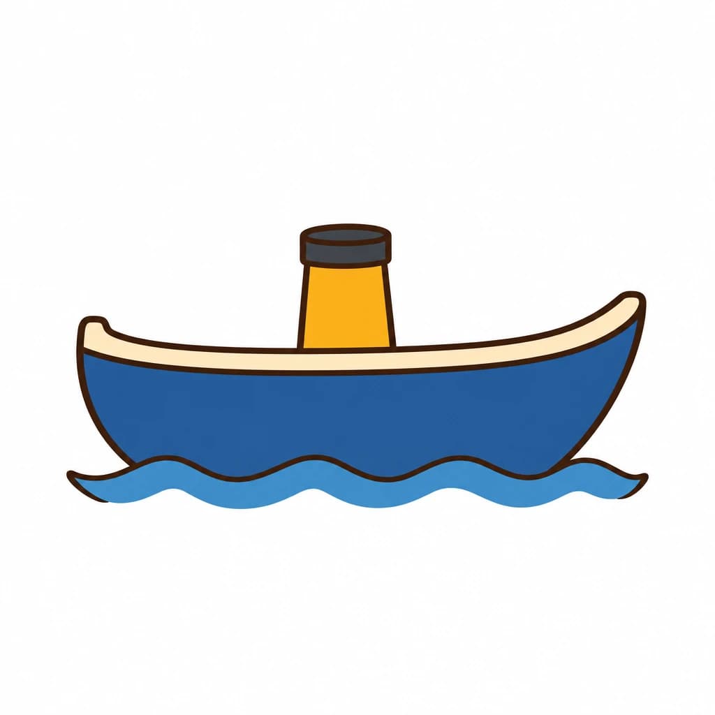 Urdu Alphabet letter ٹ drawn as a tugboat