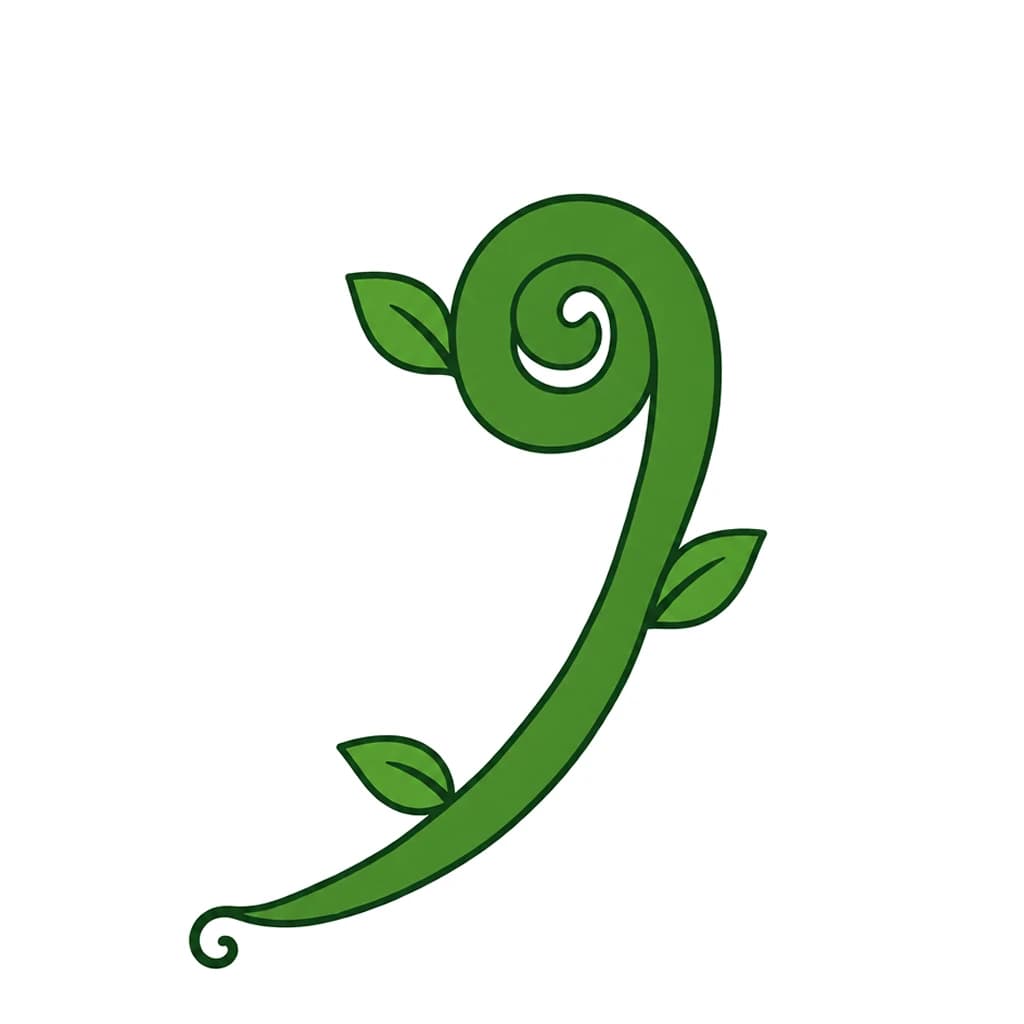Urdu Alphabet letter و drawn as a vine