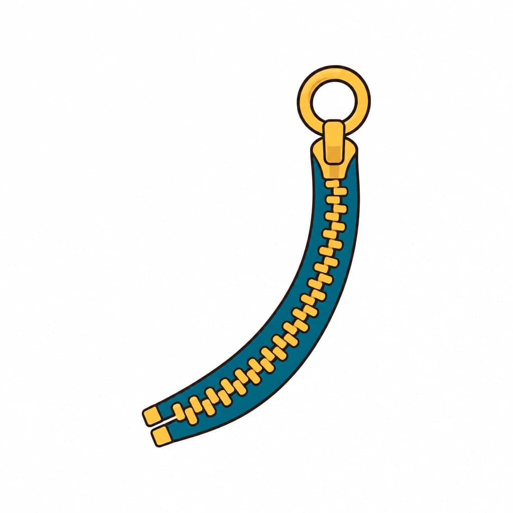 Urdu Alphabet letter ز drawn as a zipper