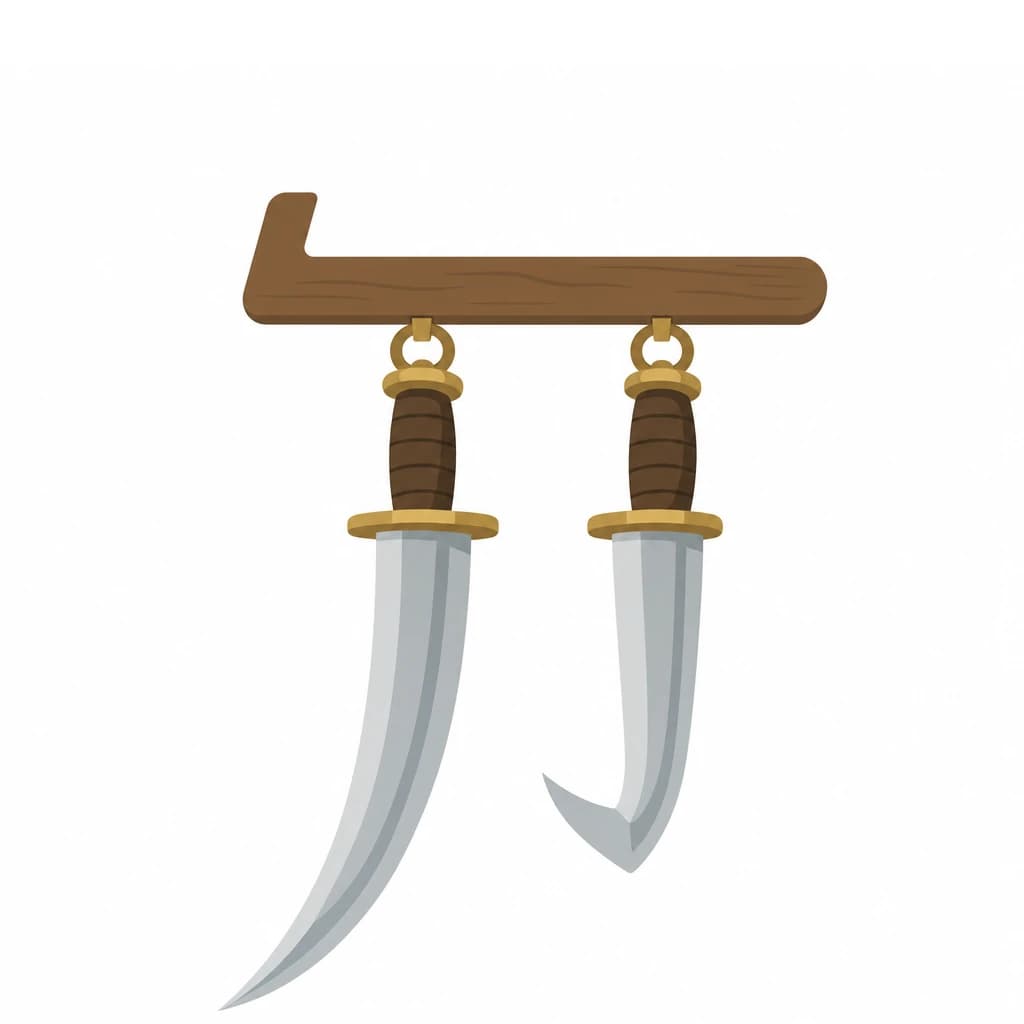 Zhuyin letter ㄉ drawn as daggers