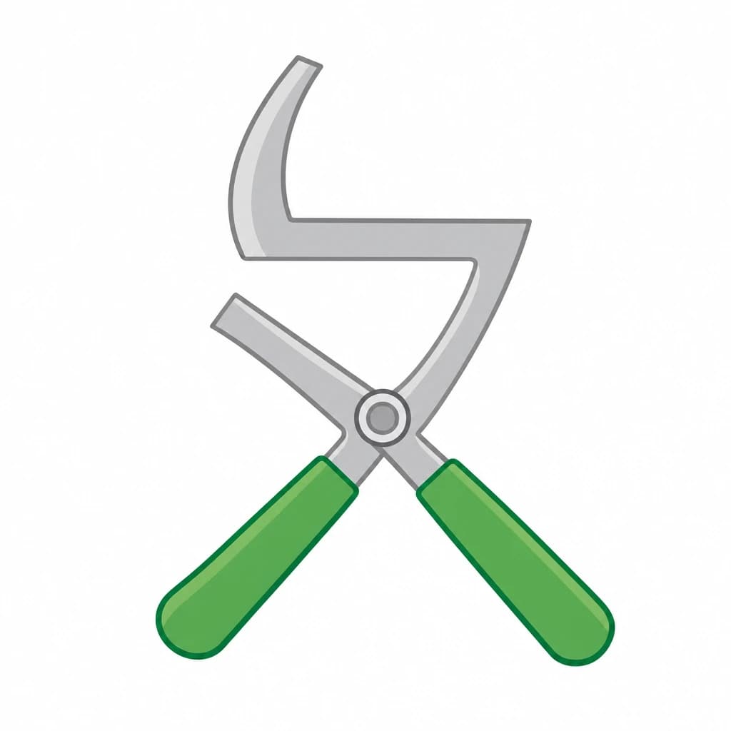 Zhuyin letter ㄆ drawn as a pruner