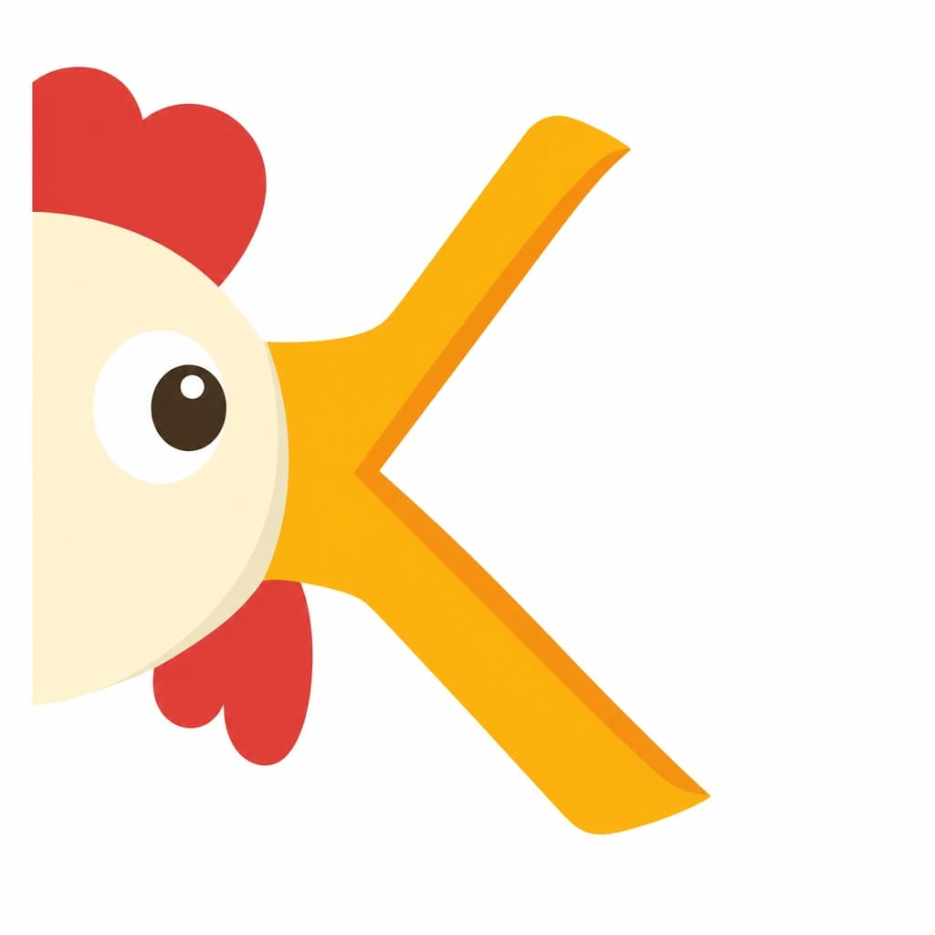 Zhuyin letter ㄑ drawn as a chicken