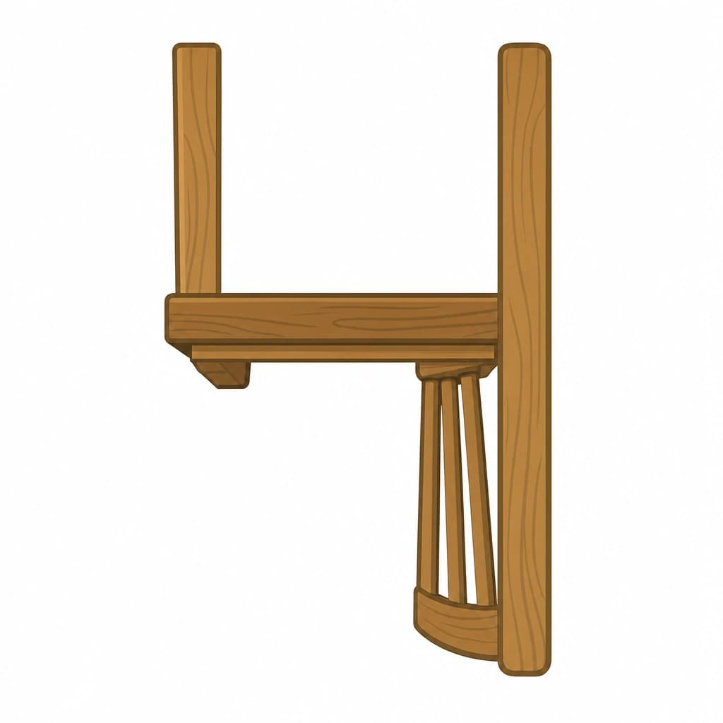 Serbian Cyrillic letter Ч drawn as a chair