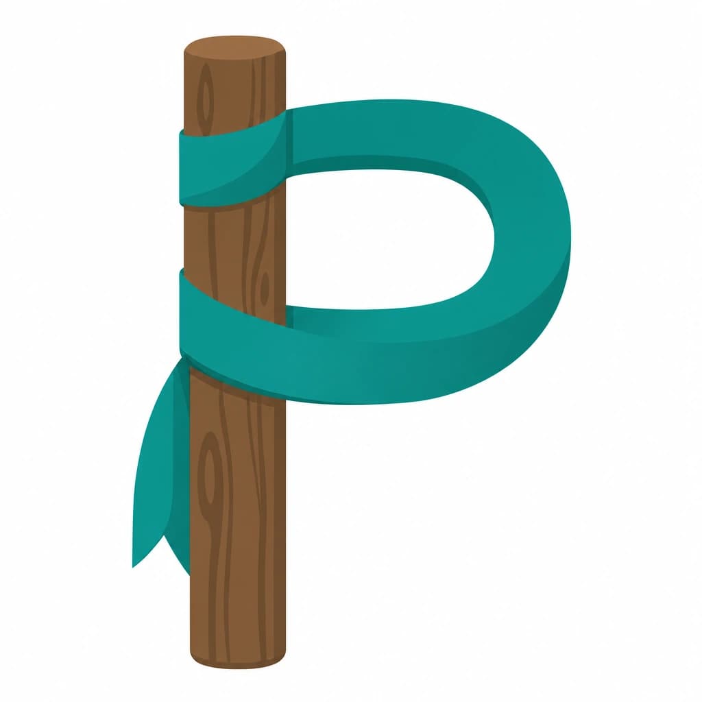 Serbian Cyrillic letter Р drawn as a ribbon