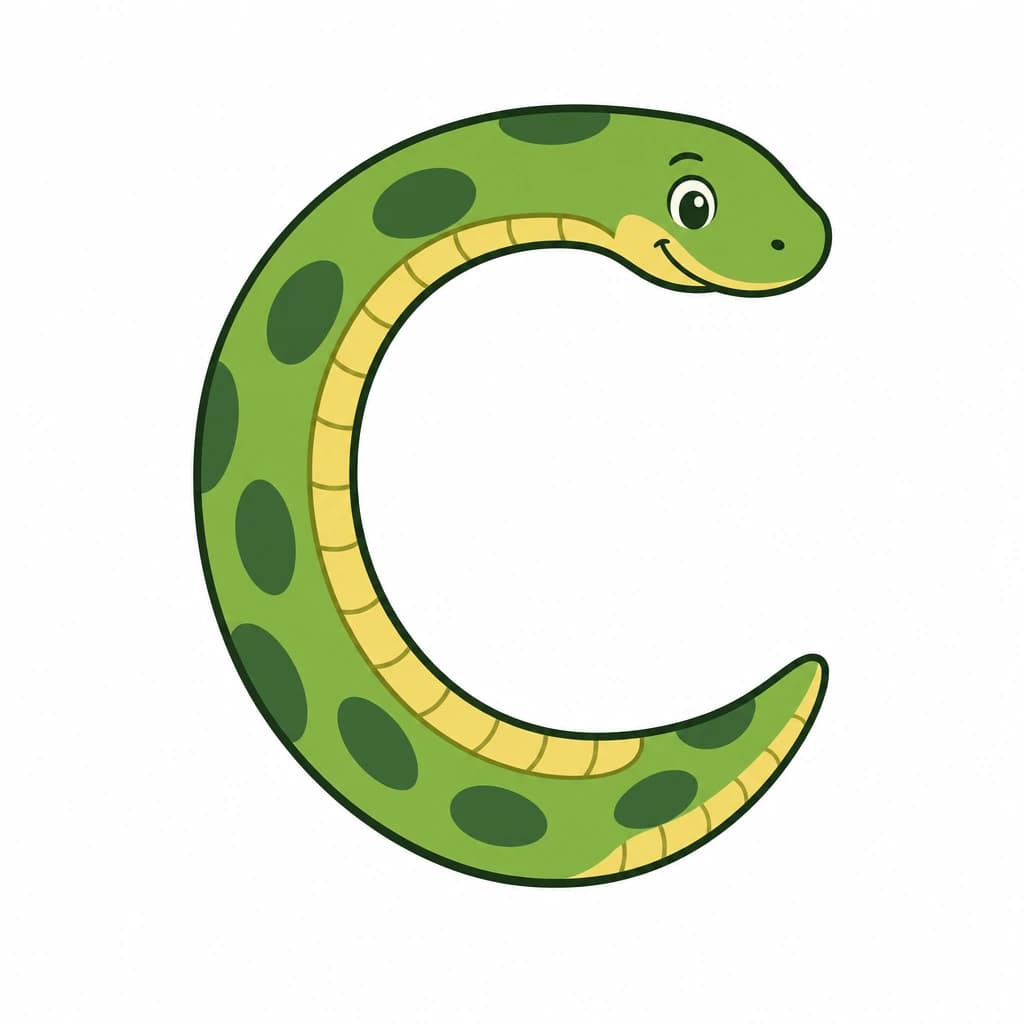 Serbian Cyrillic letter С drawn as a snake