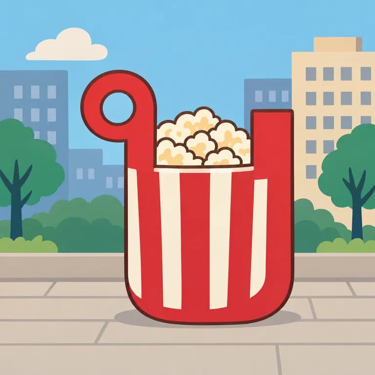 Thai Alphabet letter บ drawn as a bucket of popcorn
