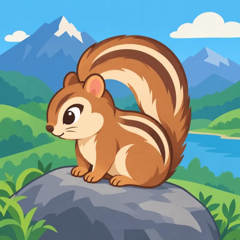 Thai Alphabet letter ฉ drawn as a chipmunk