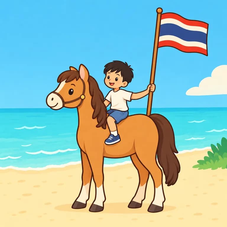 Thai Alphabet letter ฟ drawn as a flag pony