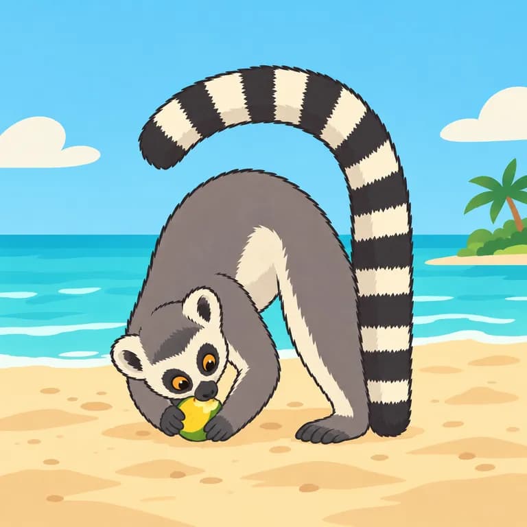 Thai Alphabet letter ล drawn as lemur nibbling
