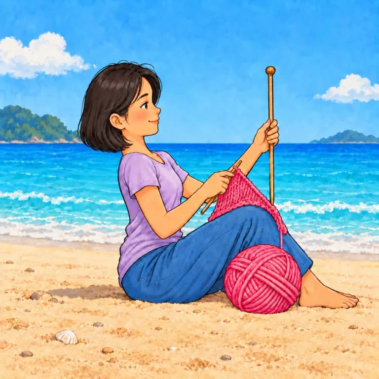 Thai Alphabet letter น drawn as knitting
