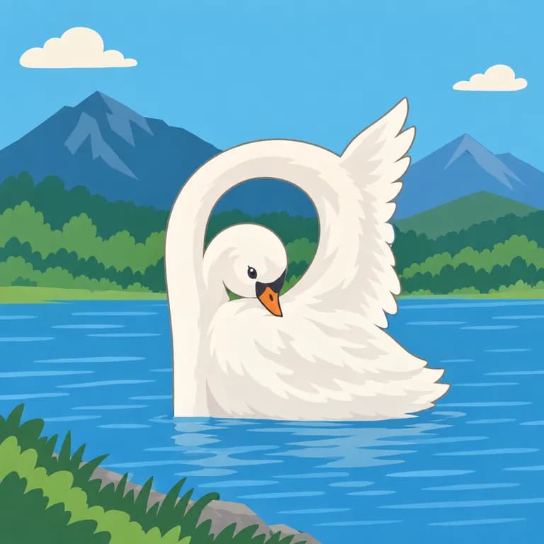 Thai Alphabet letter ศ drawn as a swan tuck