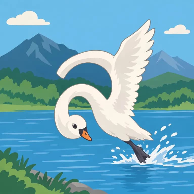 Thai Alphabet letter ส drawn as a swan takeoff