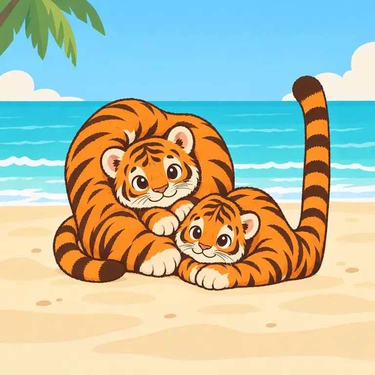 Thai Alphabet letter ฒ drawn as tiger twins